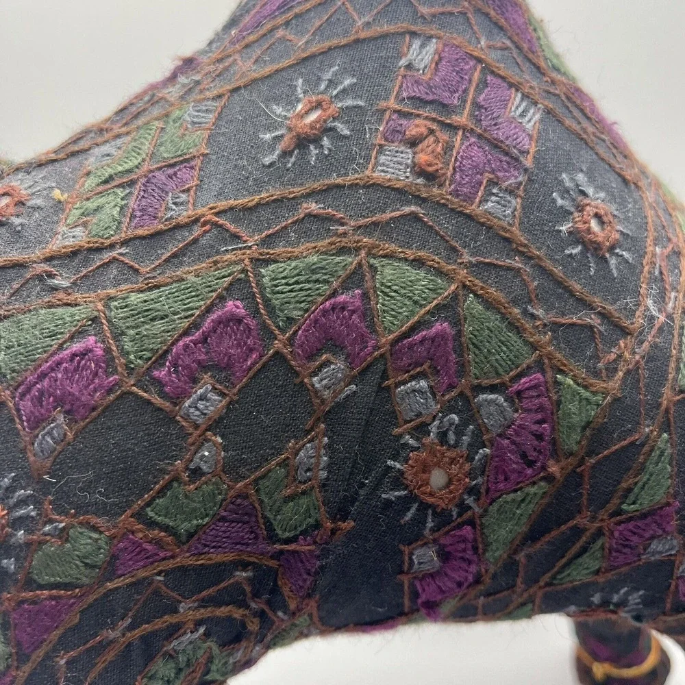 Vintage Camel India‎ Sari Patch Large Embroidered Mirrors Handmade Stuffed Decor